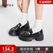 三福女乐福鞋 853091 饰增高厚底女鞋 春季 甜酷轻熟风闪闪蝴蝶装