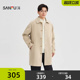 时尚 分割净色风衣 都市宽松翻领外套518709 男士 三福2026春季