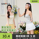 三福吊带背心女2026新款春季蕾丝领口细肩带碎花上衣女装515838