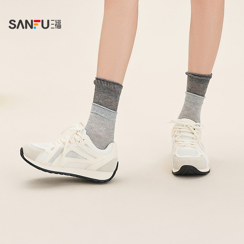 三福女运动鞋夏季经典系列撞色结构拼接休闲慢跑鞋女鞋843143