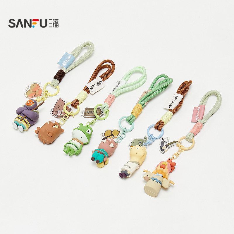 三福浪浪山小妖怪IP挂件趣味锁扣  创意潮流锁包扣钥匙扣846768