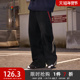 三人行×三福2025冬季 511849 宽松直筒长裤 男杠条拼布牛仔裤 潮时尚
