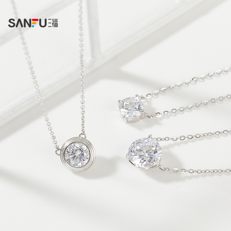 三福925银简约八心八箭短项链单条 优雅首饰配饰链条842840