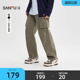 宽松橡筋腰长裤 三福2026春季 休闲裤 打褶大口袋工装 515664 男士