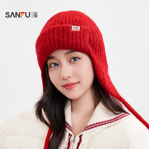 三福护耳基础款西瓜帽 时尚潮流个性服饰配件造型帽子848358