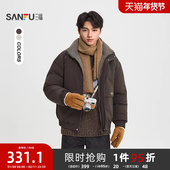 男士 拼格子工装 短棉衣 三福2025冬季 时尚 宽松立领棉服513427