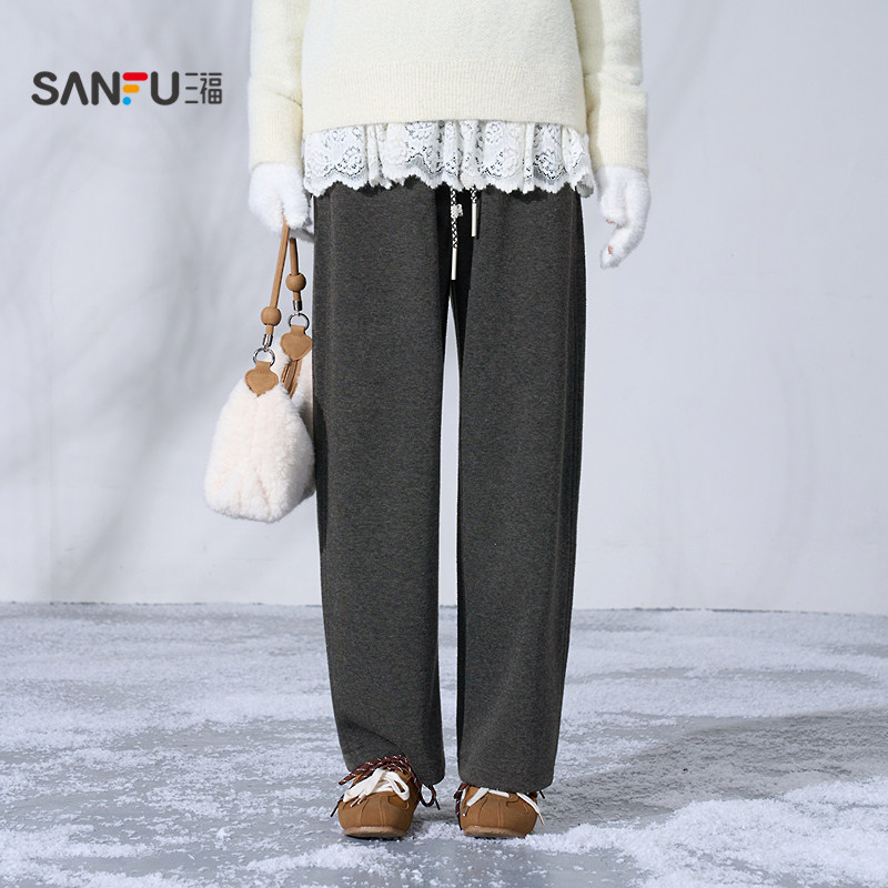 三福休闲裤2025新款冬季爱心蝴蝶结弯刀裤子宽松糯米裤女装512026,女装/女士精品,休闲裤,淘宝优惠券,粉丝福利购,淘宝优惠卷