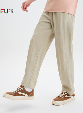 三福2025夏季男士九分休闲裤 都市宽松长裤橡筋腰头裤子504001