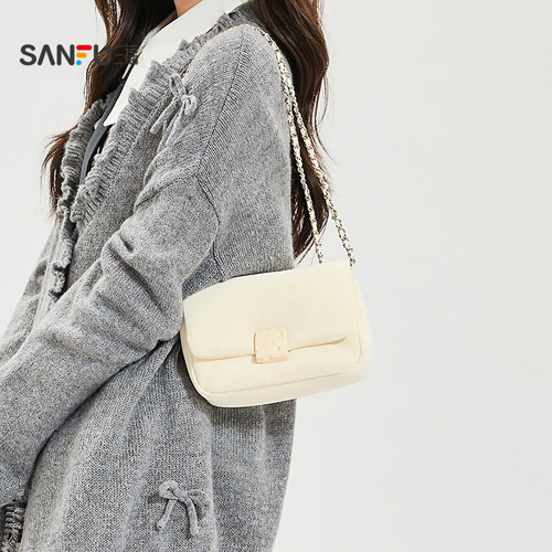 三福挎包秋季可露丽甜心韩系云朵翻盖包腋下包立体女包506807