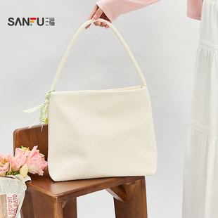 三福包包女新款托特包夏日挎包单肩包腋下包手提包2025超火通勤包