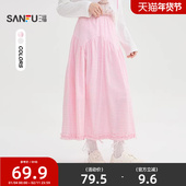 花边下摆宽松A字半裙裙子女装 三福长裙2025秋季 505909