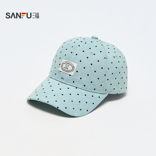 三福日漫波点布标棒球帽鸭舌帽 时尚潮流服饰配件休闲帽子 853463