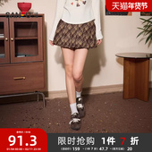 格子防走光内衬百褶半身裙子女装 三福格子短裙2026新款 春季 516124