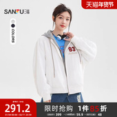 三福宽松外套2025新款 513703 街潮刺绣假两件连帽夹克女装 冬季 美式