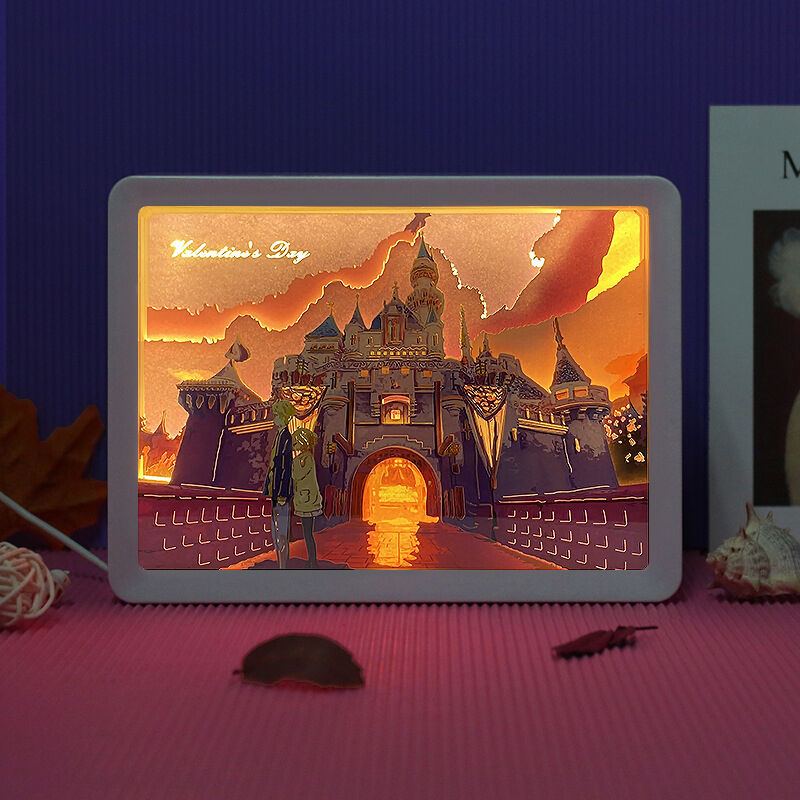 妖娆猫纸雕灯动漫创意情侣摆件卧室床头氛围灯摆件立体光影装饰品