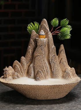 花之塘高山流水倒流香创意摆件老山檀香芽庄沉香檀香香薰香炉沉香