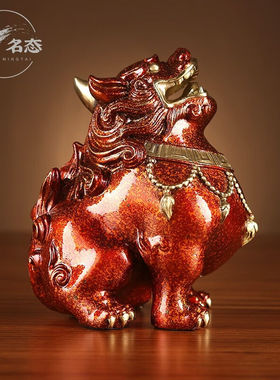 名态貔貅摆件纯铜工艺品办公室客厅博古架摆件乔迁新居礼品开业礼