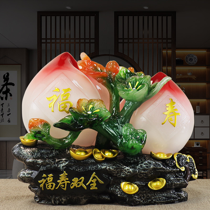 福寿双全寿桃摆件生日礼物祝寿贺寿礼品送长辈爷爷奶奶607080大寿