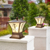 圣蒂斯曼复古太阳能柱头灯全铜户外柱子大门围墙灯欧式 古典露台立