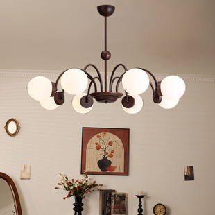 法式 复古吊灯客厅灯中古风vintage黑色魔豆吊灯卧室餐厅大厅主灯