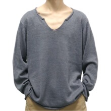 2024秋冬薄款纯色V领针织衫大码长袖套头打底衫毛衣Men knitwear