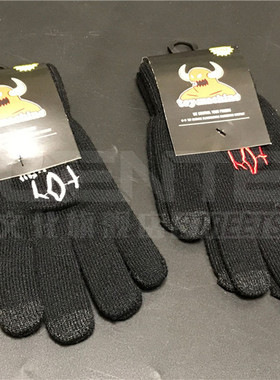 美国滑板品牌 toy machine GIRL SHOX毛线 加绒触摸屏手套  黑色