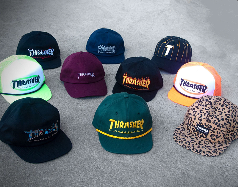 美国进口滑板大牌thrasher可调节服饰帽饰头饰火焰酒红豹纹蓝色