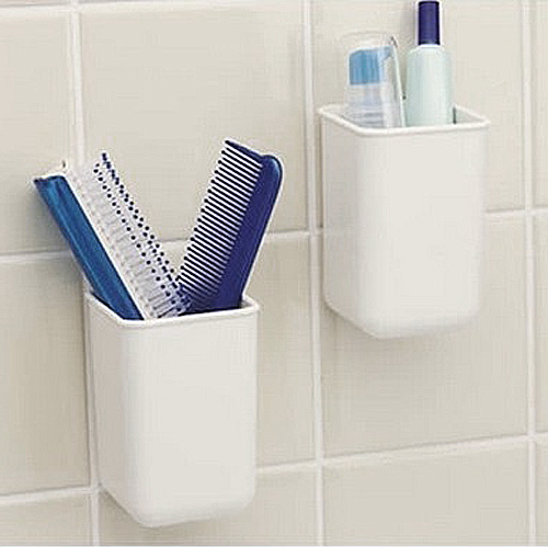 日本KM强力粘贴牙刷牙膏梳子收纳架浴室多用沥水置物盒简约牙具筒