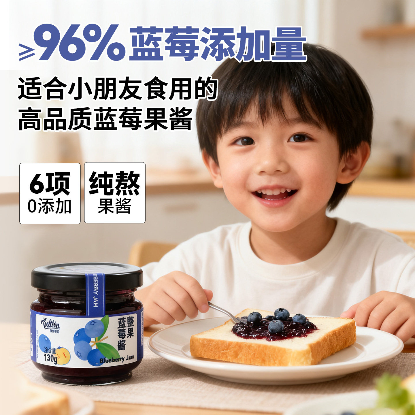 德馨珍选蓝莓酱果酱96%果肉小包装儿童蓝莓果酱0添加脂肪白砂糖