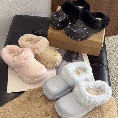 加绒厨师秋冬防滑增高厚底棉拖鞋