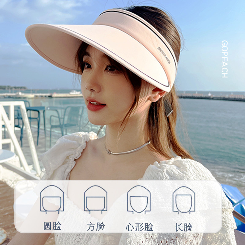 UPF50+防晒帽子女春夏户外太阳防紫外线遮脸遮阳空顶大帽檐蛋糕帽