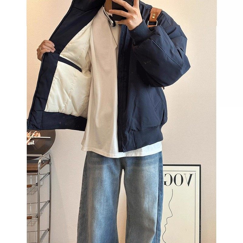 美式飞行夹克棉服男款秋冬季加厚保暖棉衣外套短款廓形立领棒球服