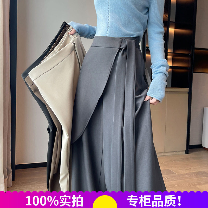 不规则绑带西装裤女2026春季新款