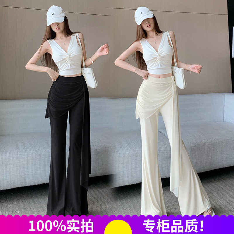 秋季高腰显高显瘦假两件喇叭裤