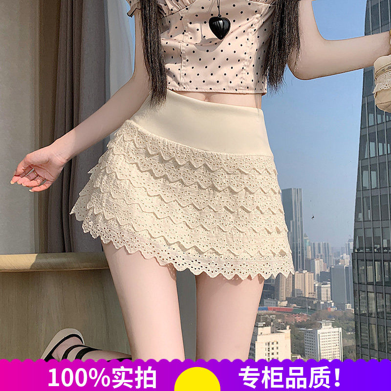 2026新款甜心少女裙摆超蕾丝花边蛋糕短款百搭裙裤子镂空半身裙潮