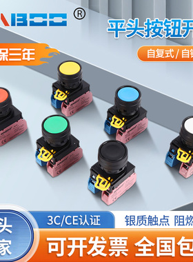 YW1B-M1E/A1E同款复位自锁平头按钮开关防水启动电源开关22MM