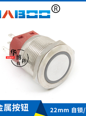 华博16/19/22MM安装孔带灯LED按钮开关黄铜启动按钮防水IP65 5A