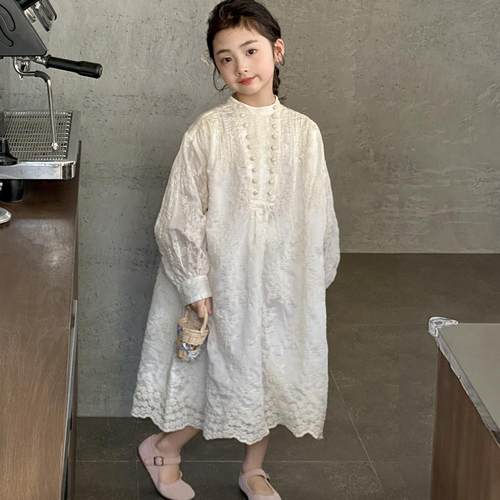女童公主裙春装2026新款韩版大童春秋蕾丝花边长袖裙子儿童连衣裙