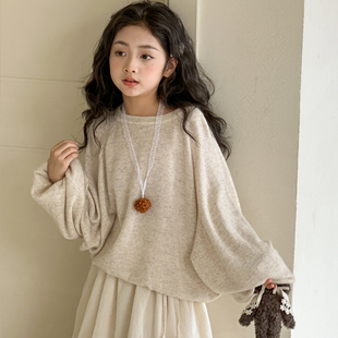 女童毛衣秋冬新款初中生女孩超好看加厚羊毛衫儿童冬季高级感上衣