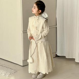 女童秋冬套装儿童新中式国风马甲大童小香风裙子高级感冬装两件套