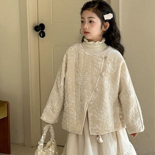 女童棉衣新中式女大童超好看上衣冬季加厚衣服初中生儿童保暖外套