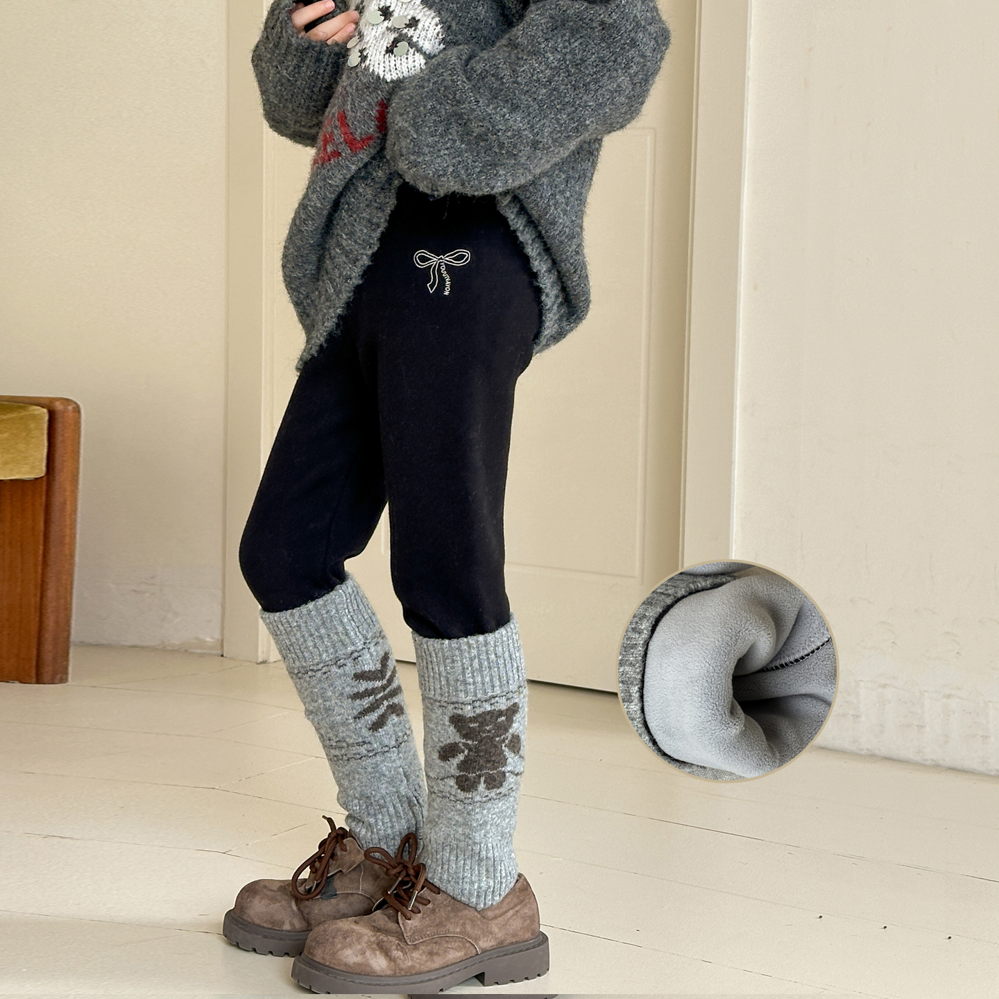 女童加绒打底裤秋冬装好看女大童连体裤袜冬季儿童假两件外穿裤子