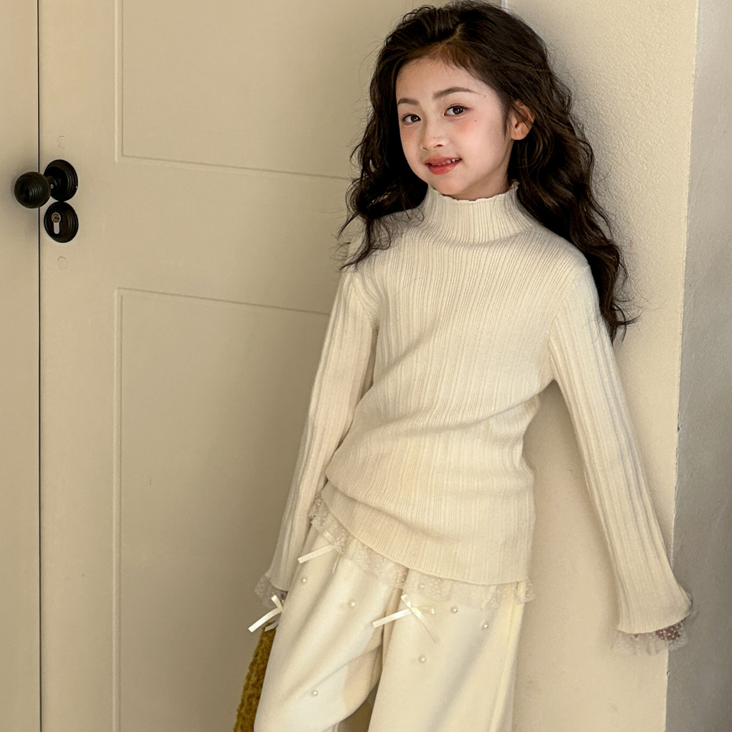 女童毛衣冬季蕾丝拼接针织加厚女大童内搭打底衫儿童保暖好看上衣,童装/婴儿装/亲子装,毛衣/针织衫,淘宝优惠券,粉丝福利购,淘宝优惠卷