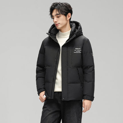 雪中飞男士连帽羽绒服保暖时尚休闲面包服男款冬季外套