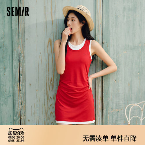 森马学院风polo领百褶连衣裙女