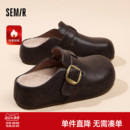 Semir女鞋加绒勃肯鞋女2025新款冬季保暖棉鞋女外穿厚底毛毛半拖