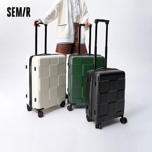 潮流棋盘格质感旅行箱双层拉链密码 森马行李箱新款 拉杆箱 赠品