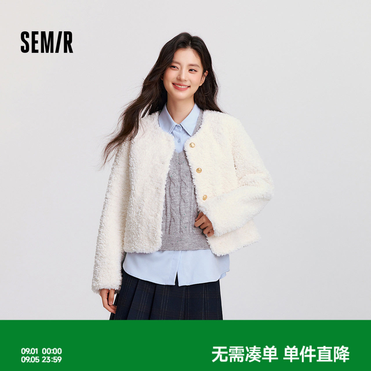 森马仿羊羔毛仿麂皮短款外套女图片