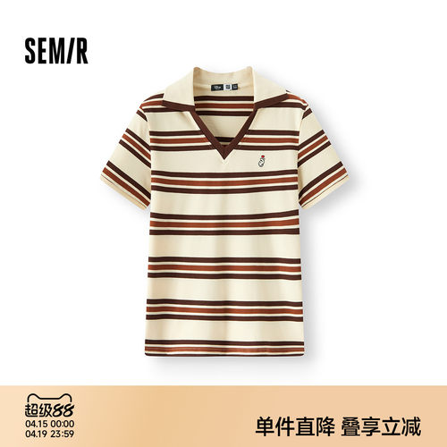 森马迪士尼合作系列条纹POLO衫女