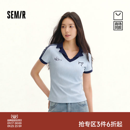 森马运动风凉感修身撞色POLO衫女